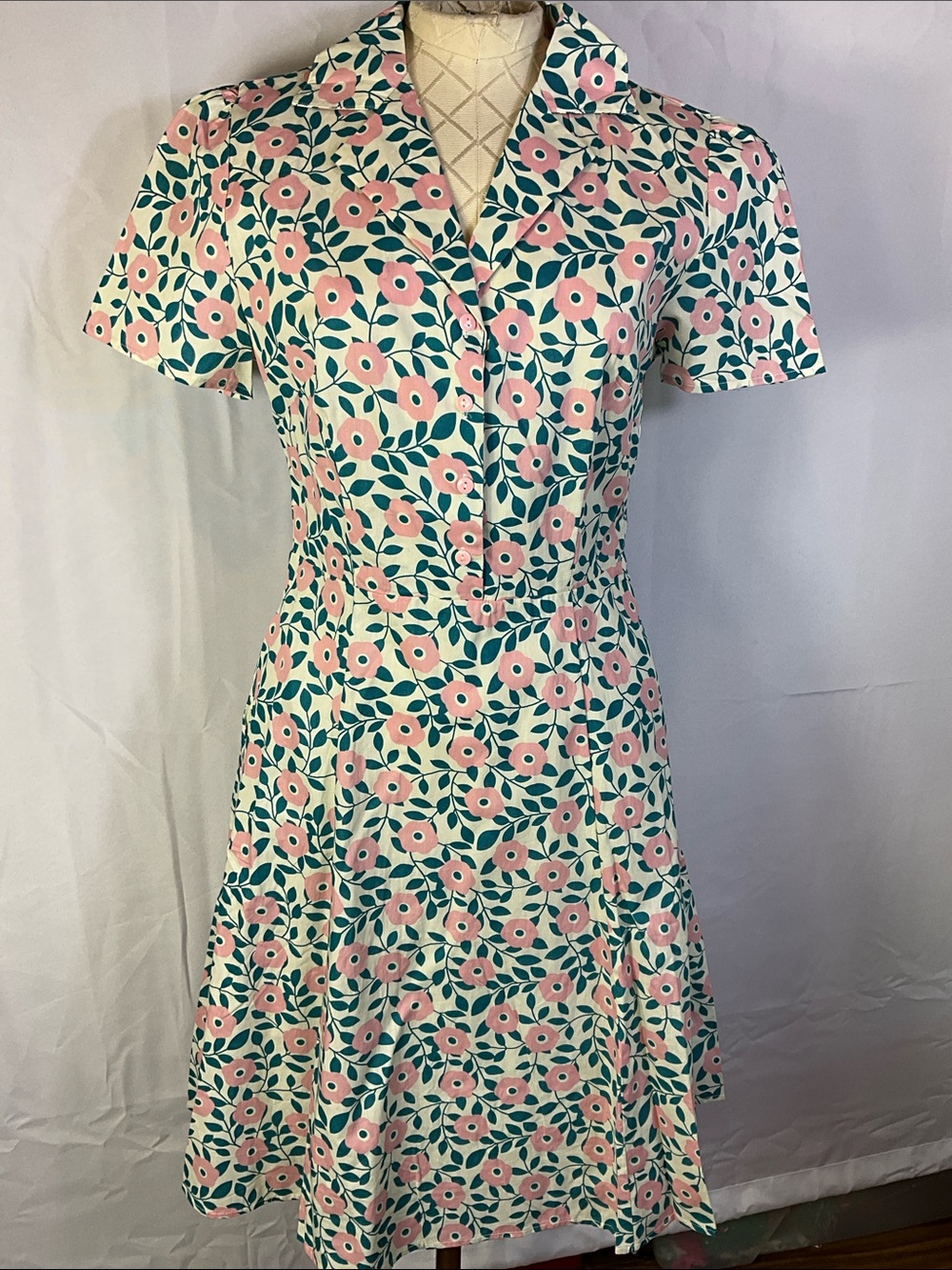 Tulip B Vintage Inspired Short Sleeve Midi Dress With Pockets Size Medium